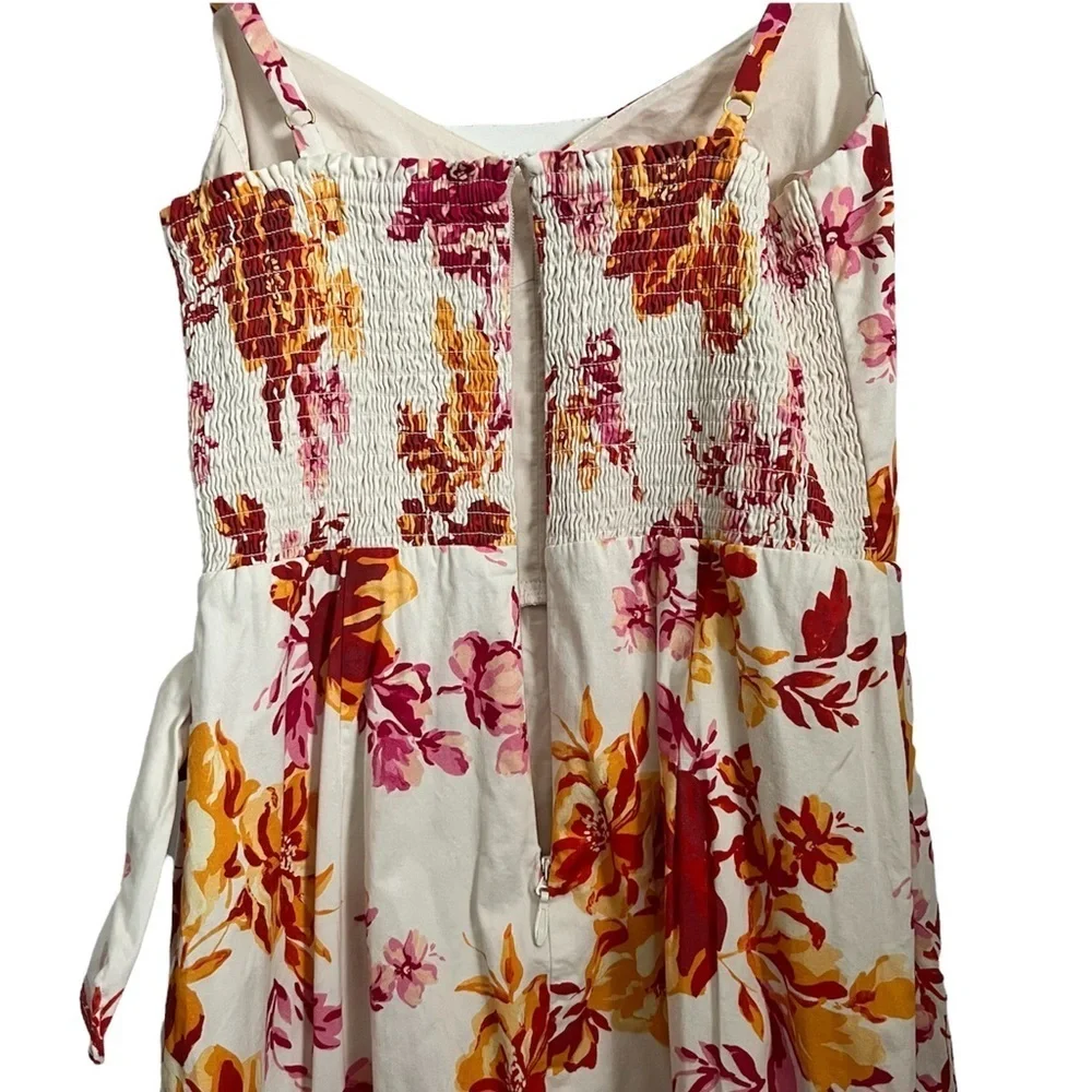 Great Jones White Pink Floral Printed Tank Midi Dress